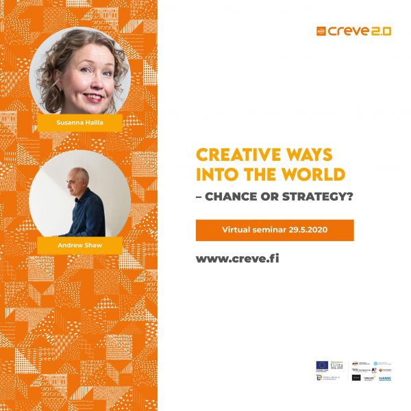 A leaflet for a virtual seminar called Creative ways into the world.